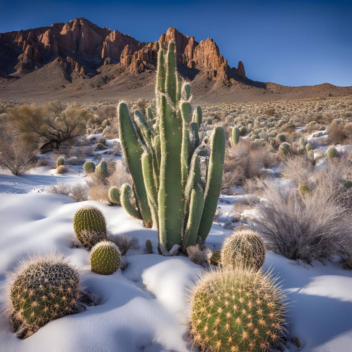 Desierto de Sonora con heladas. Foto: IA