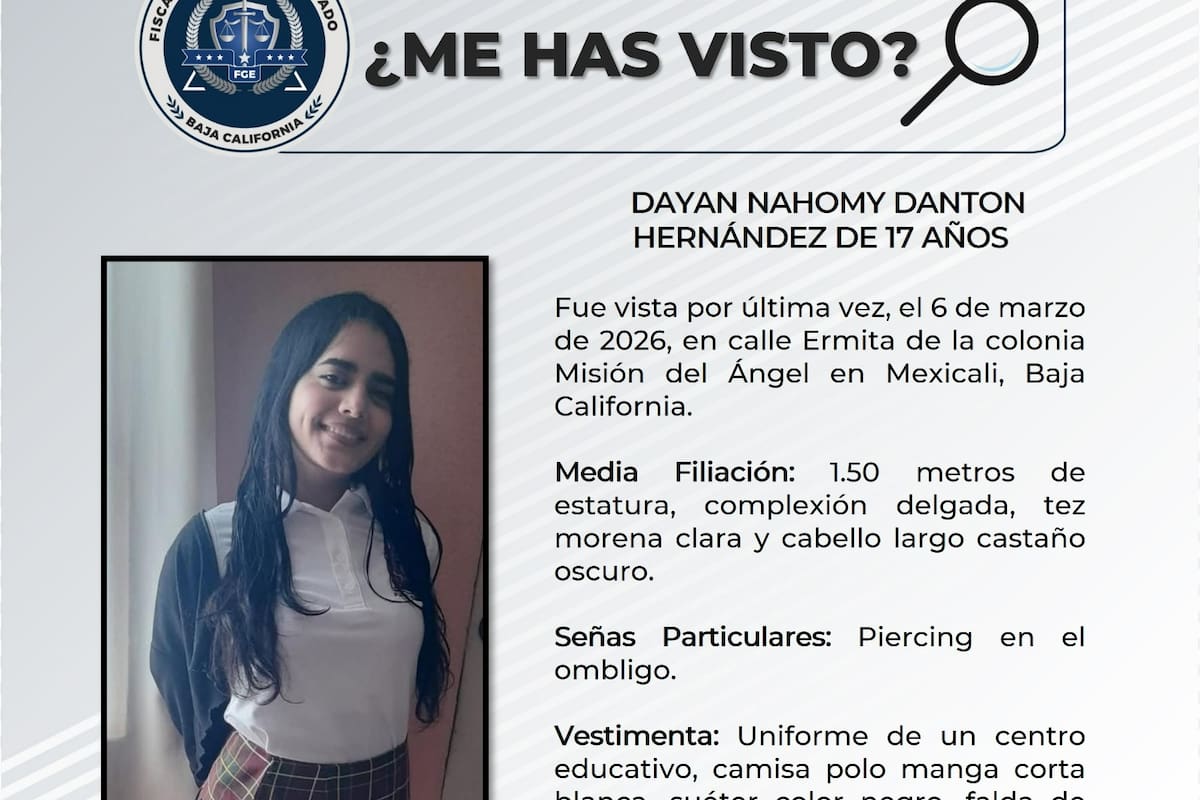 Buscan en Mexicali a Dayan Nahomy, adolescente de 17 años desaparecida desde el 6 de marzo