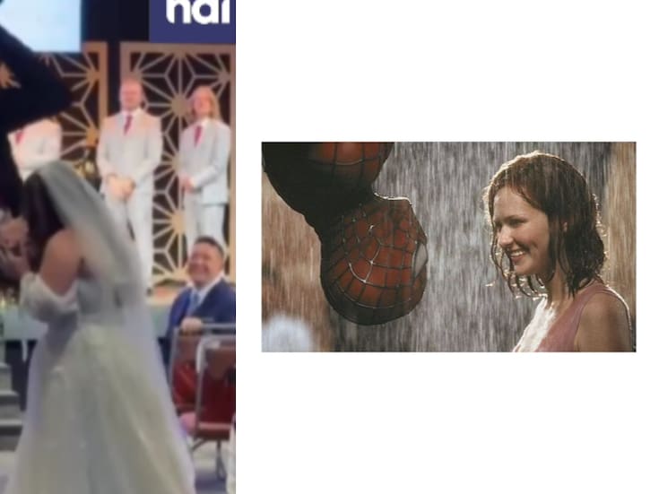 Novios se vuelven virales por recrear famosa escena de Spider-Man al salir de la iglesia