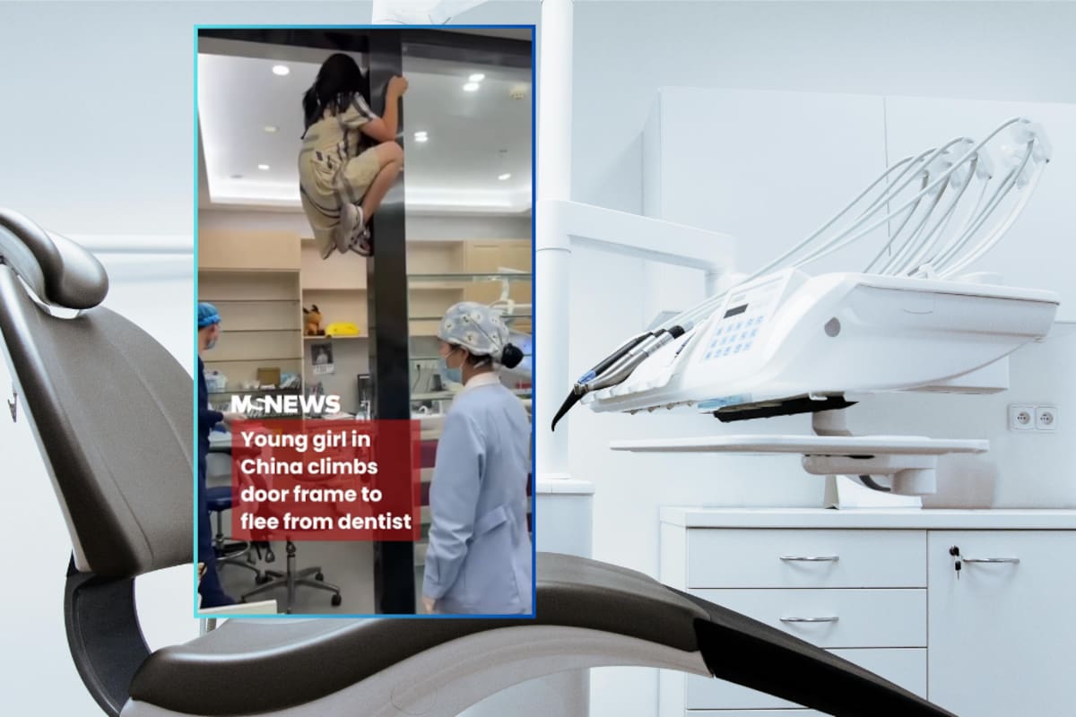 Niña en China trepa las paredes del consultorio por miedo al dentista