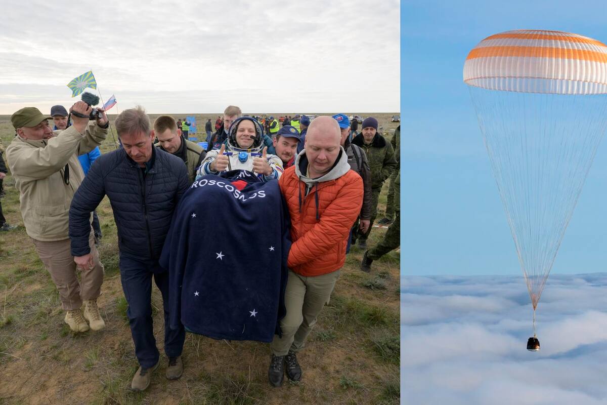 La nave Soyuz aterriza con éxito: regresan dos astronautas rusos y uno estadounidense