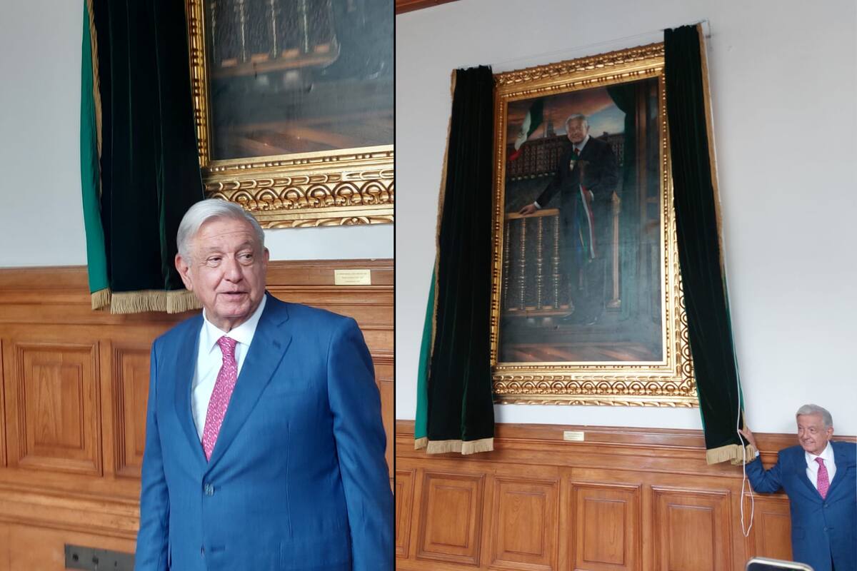 AMLO devela su retrato en Galería de los Presidentes