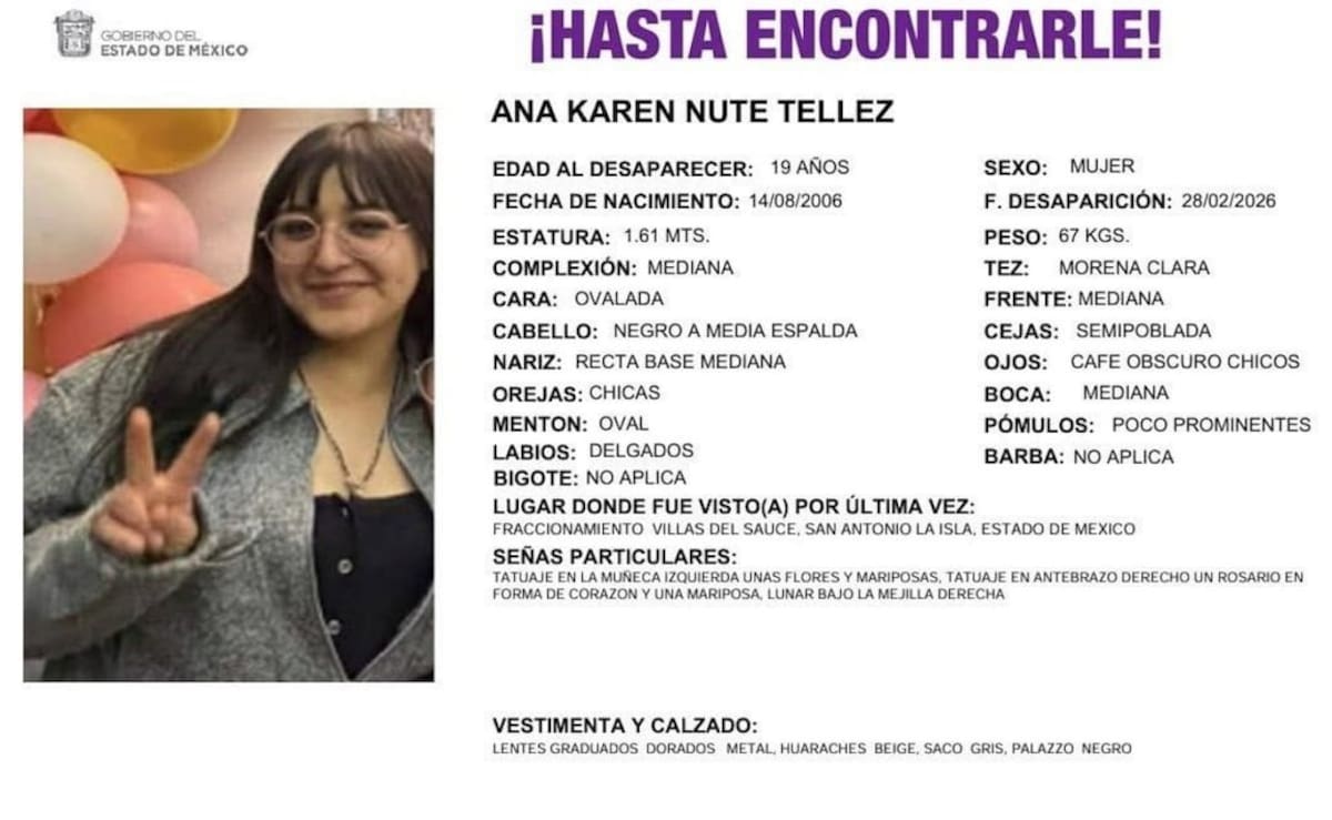 Tras más de 72 horas de búsqueda, autoridades localizan en Metepec el cuerpo de Ana Karen Nute, quien pidió un mototaxi por aplicación en Edomex; la FGJEM abrió investigación por feminicidio y presentó al chofer ante el MP. | Especial