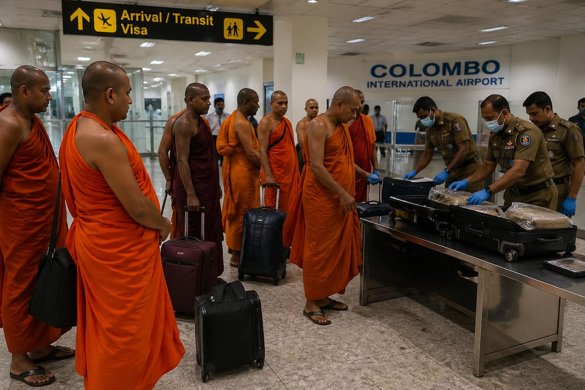 22 monjes budistas son arrestados tras decomisarles 112 kilos de presunta droga en Sri Lanka, habrían ingresado los narcóticos desde Tailandia