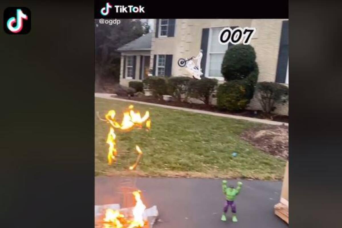 TIKTOK: Hombre graba increíble salto "mortal" con sus muñecos