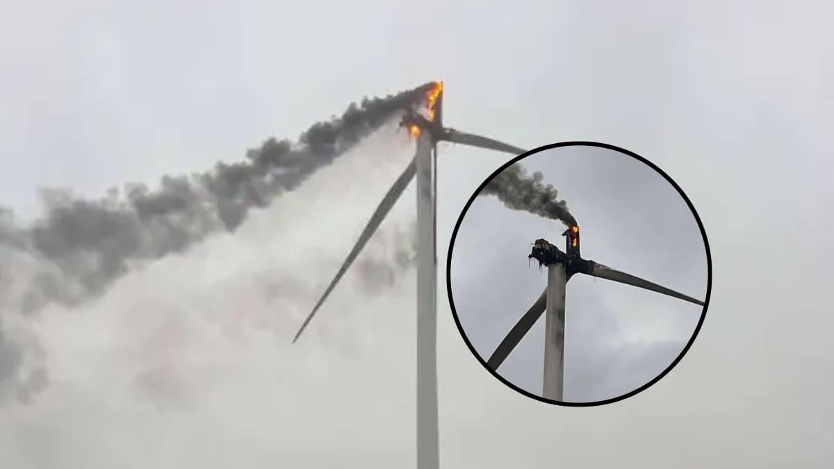 VIDEO: Rayo impactó turbina eólica en Texas y provocó un gran incendio; no hay heridos