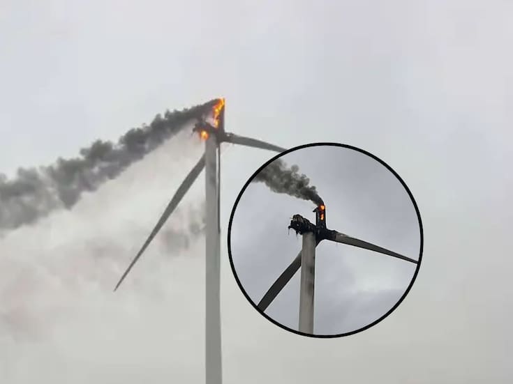 VIDEO: Rayo impactó turbina eólica en Texas y provocó un gran incendio; no hay heridos