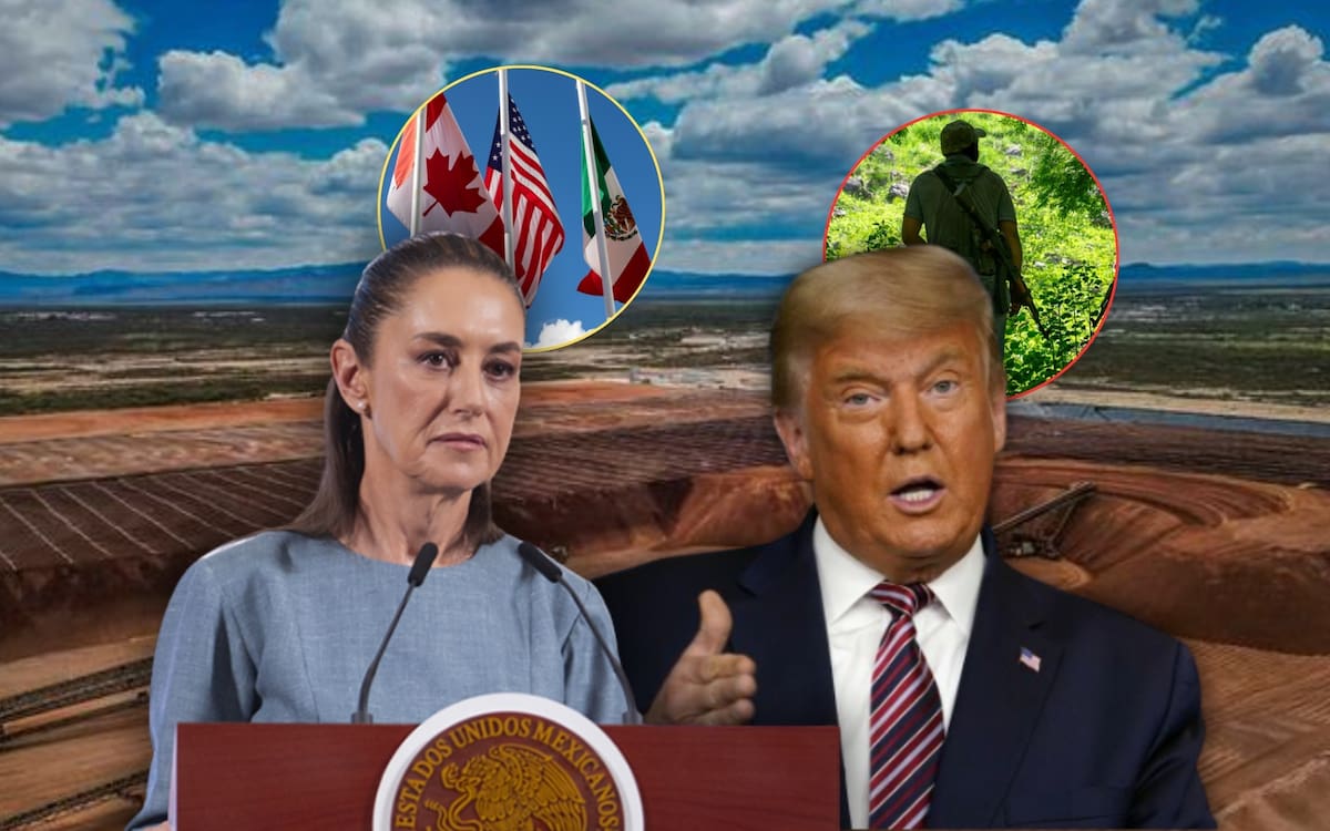 Luego de que autoridades de Estados Unidos documentaron en el T-MEC posible intimidación a trabajadores en la mina Camino Rojo, el Gobierno de Sheinbaum inicia investigación por riesgo de sanciones laborales contra México. Foto: Especial (Reuters/Gobierno de México/Crisis Group)