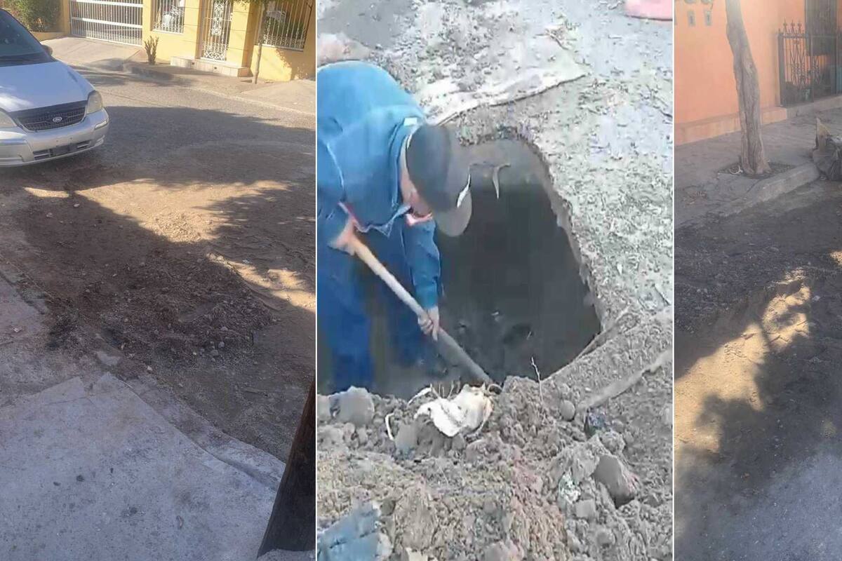 Equipo de alcantarillado y saneamiento reparan el socavón reportado en la colonia Ley 57