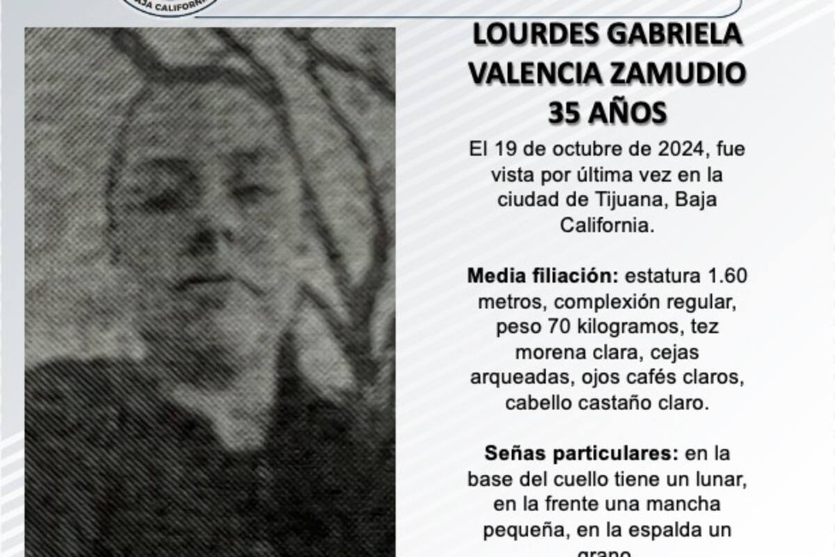 Se busca a Lourdes Gabriela Valencia Zamudio de 35 años de edad