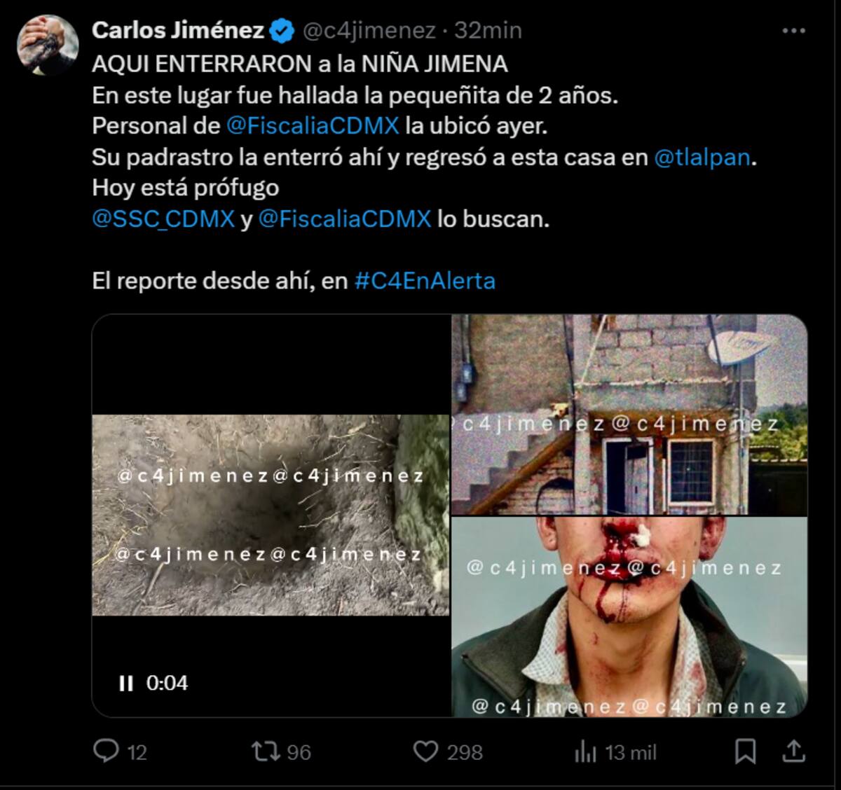 La niña Jimena fue enterrada dentro de una maleta.