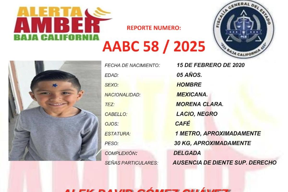 Activan Alerta Amber por Alek David Gómez Chávez de 5 años