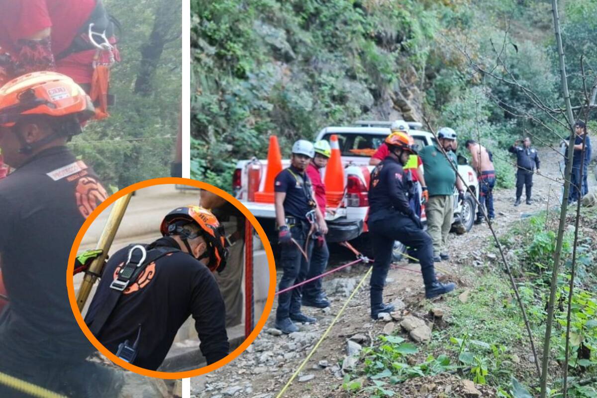 Accidente en Montemorelos deja a dos personas atrapadas en barranco de 150 metros