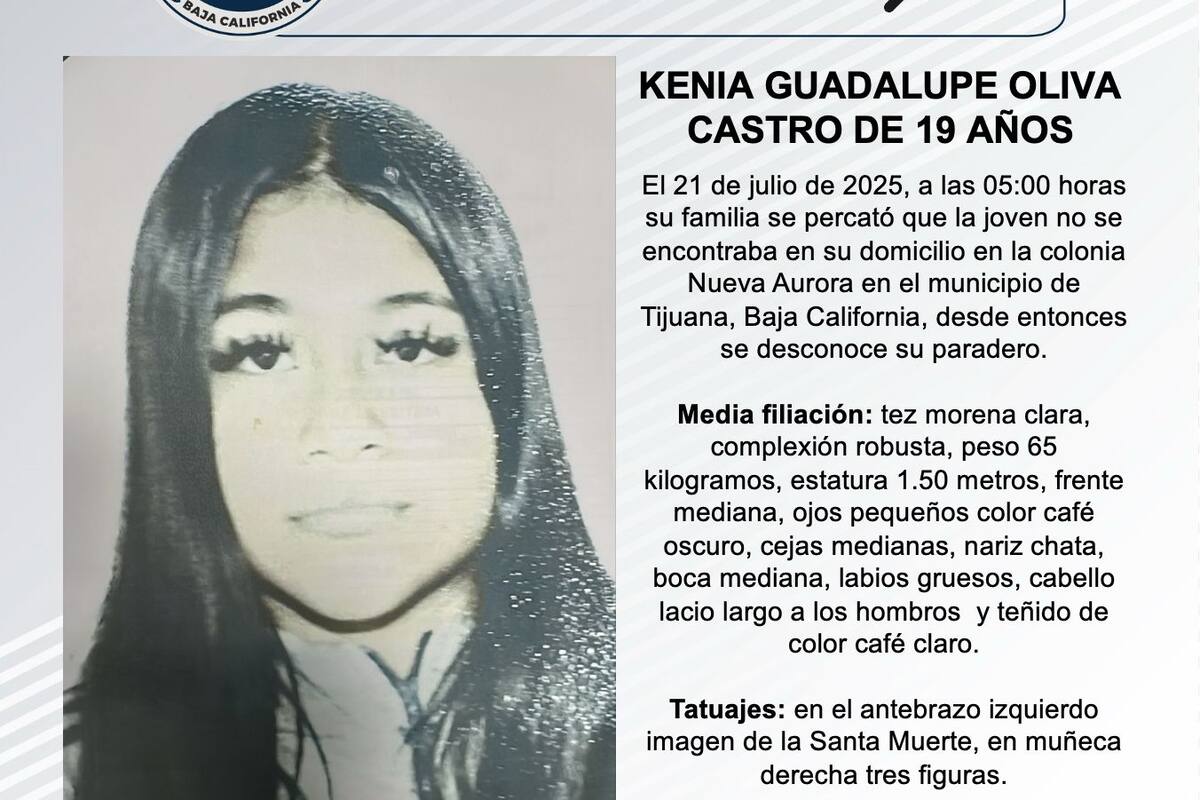 Se busca a Kenia Guadalupe Oliva Castro de 19 años de edad