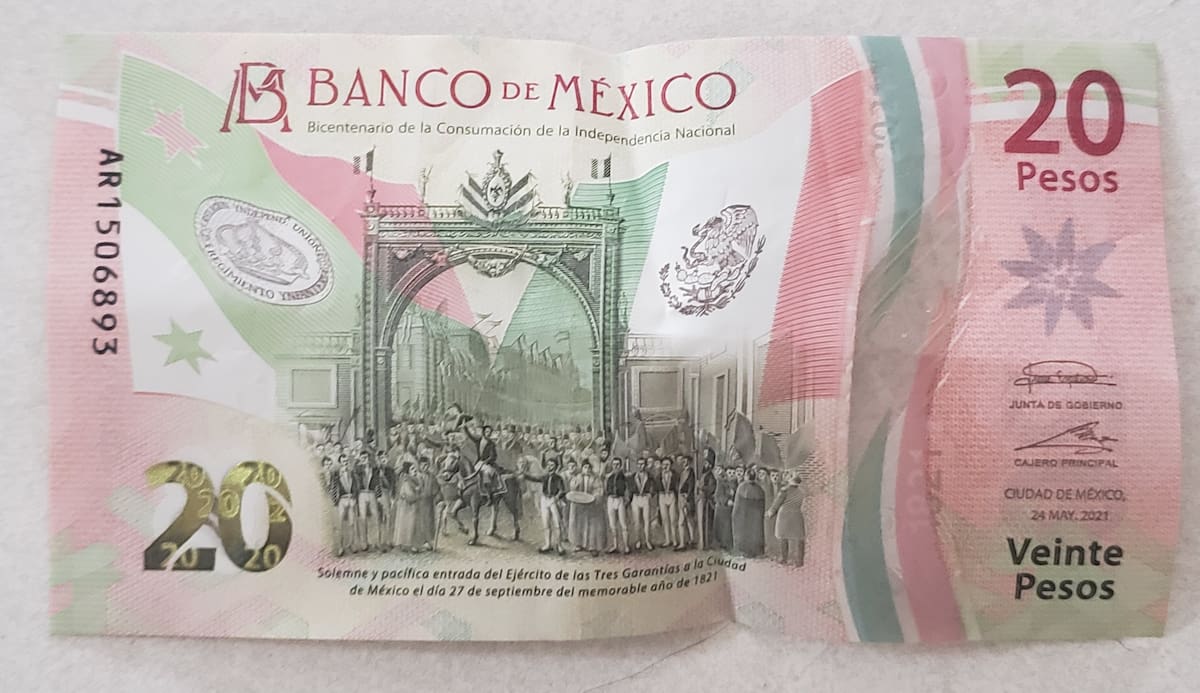 Los planes de Banxico de retirar el billete de polímero color verde y rojo de 20 pesos fueron dados a conocer en agosto de 2022