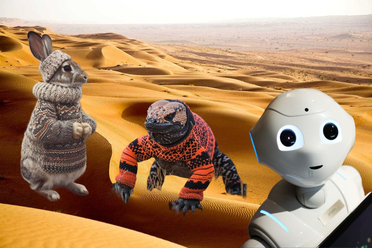 La Inteligencia Artificial viste a los animales del desierto con suéteres