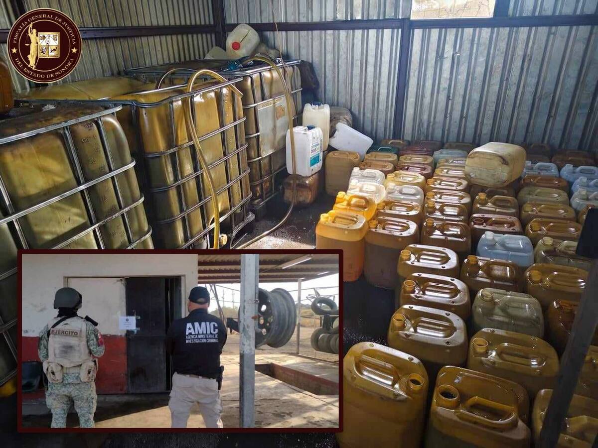 Operativo conjunto de AMIC y DEFENSA asegura hidrocarburo y detiene a cuatro personas por probable “huachicoleo”. Fotos: @fgjesonora