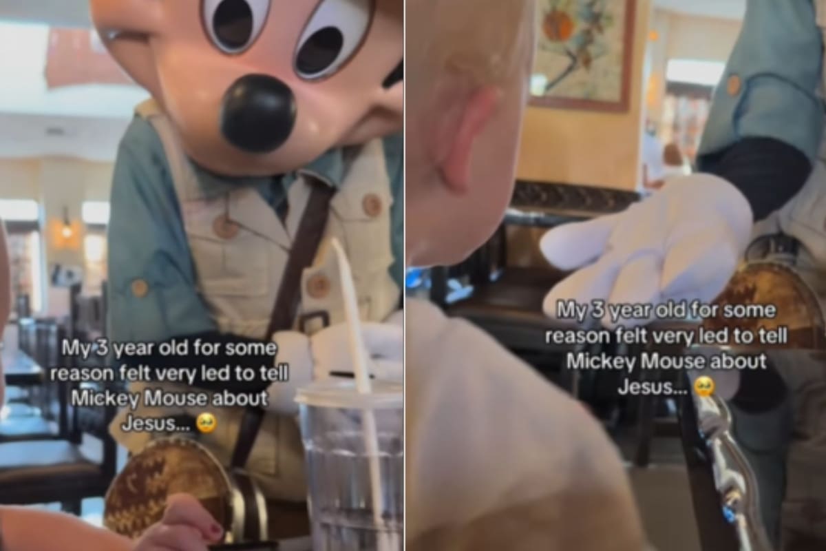 Bebé en Disney sorprende a Mickey Mouse al decirle: ‘Déjame hablarte sobre Jesús’