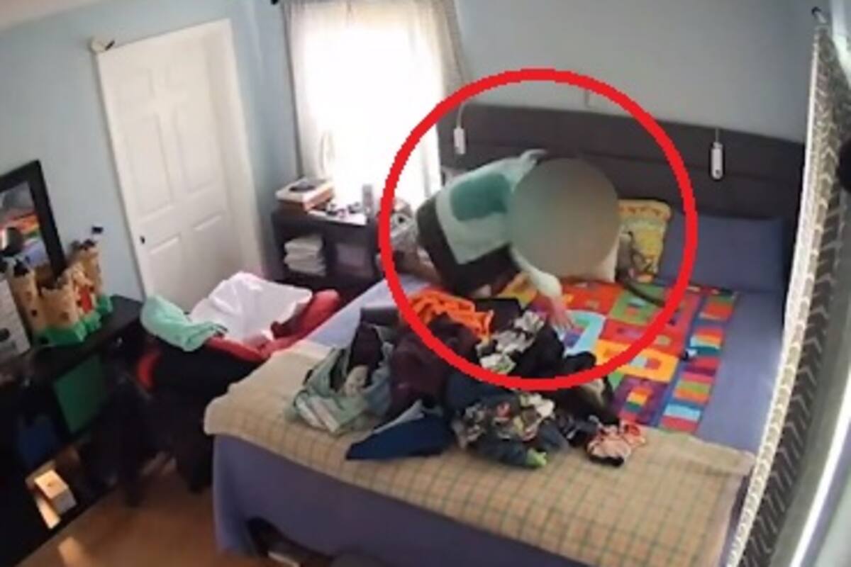 Video: Encuentra a una extraña durmiendo en la cama de su hijo