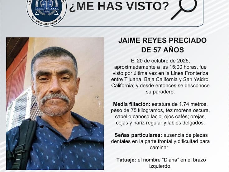 Se busca a Jaime Reyes Preciado de 57 años de edad