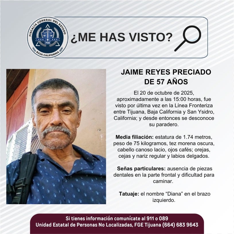 Fue visto por última vez el día 20 de octubre de 2025.