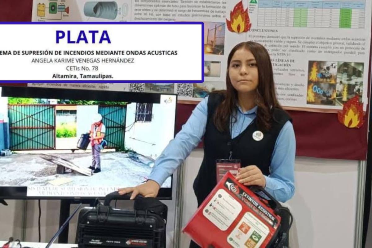 Ángela Karime del CeTis 78 en Tamaulipas viajará este año a representar a México en Indonesia, tras desarrollar un sistema para combatir un incendio mediante ondas acústicas