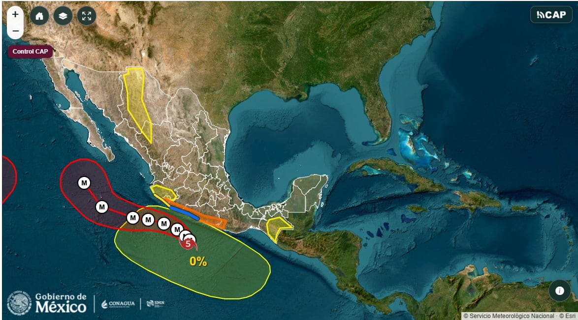 El Consulado de EU en Tijuana emitió una alerta por los efectos del huracán Polo en Baja California y Baja California Sur. Foto: Cortesía