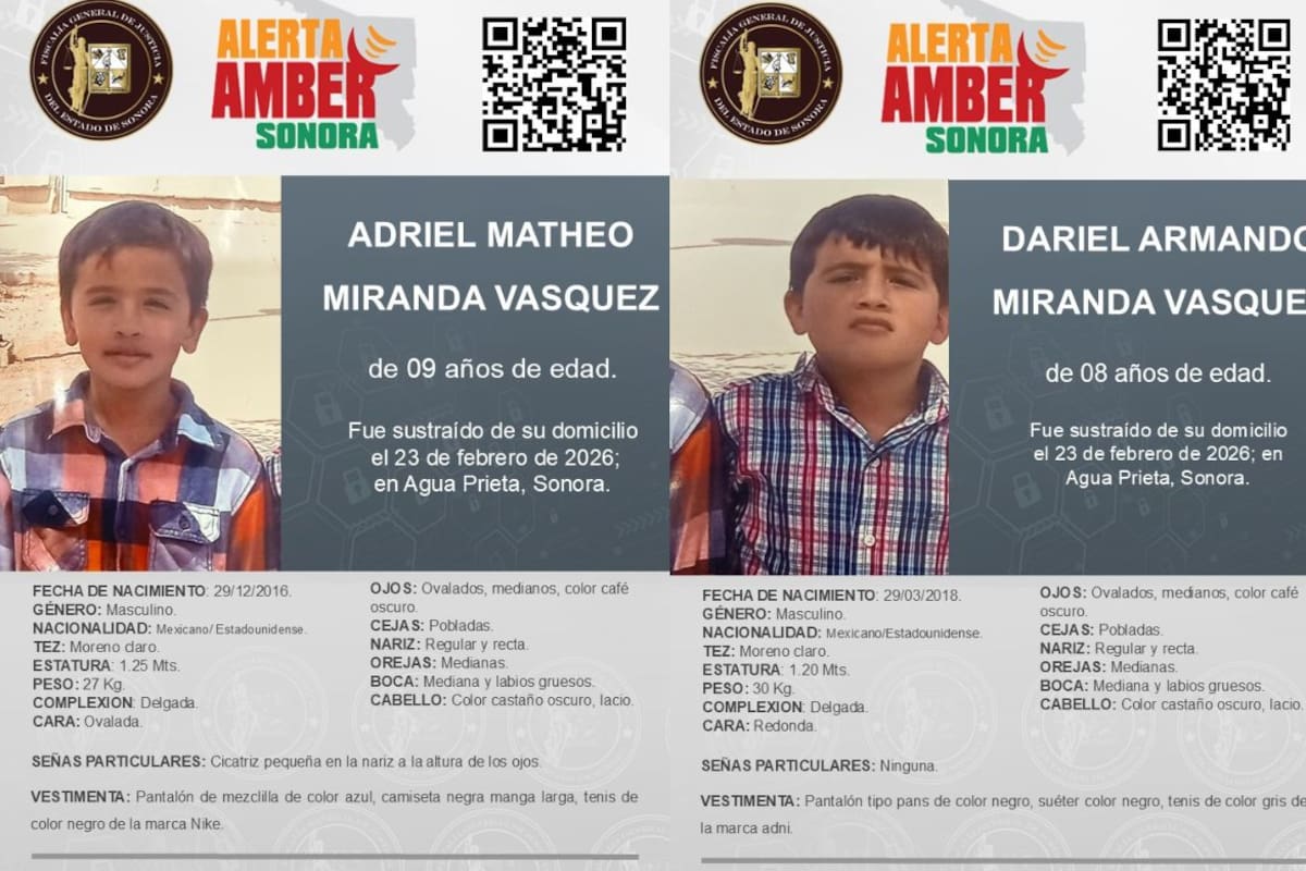 Se activa Alerta Amber en Sonora por la sustracción de dos menores en Agua Prieta