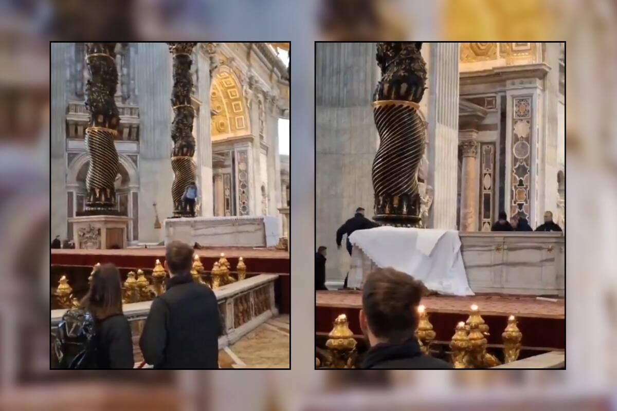VIDEO: Hombre hace destrozos en el Vaticano y derriba candelabros con valor de 637 mil 716 pesos; autoridades aseguran que tiene “discapacidad mental grave”
