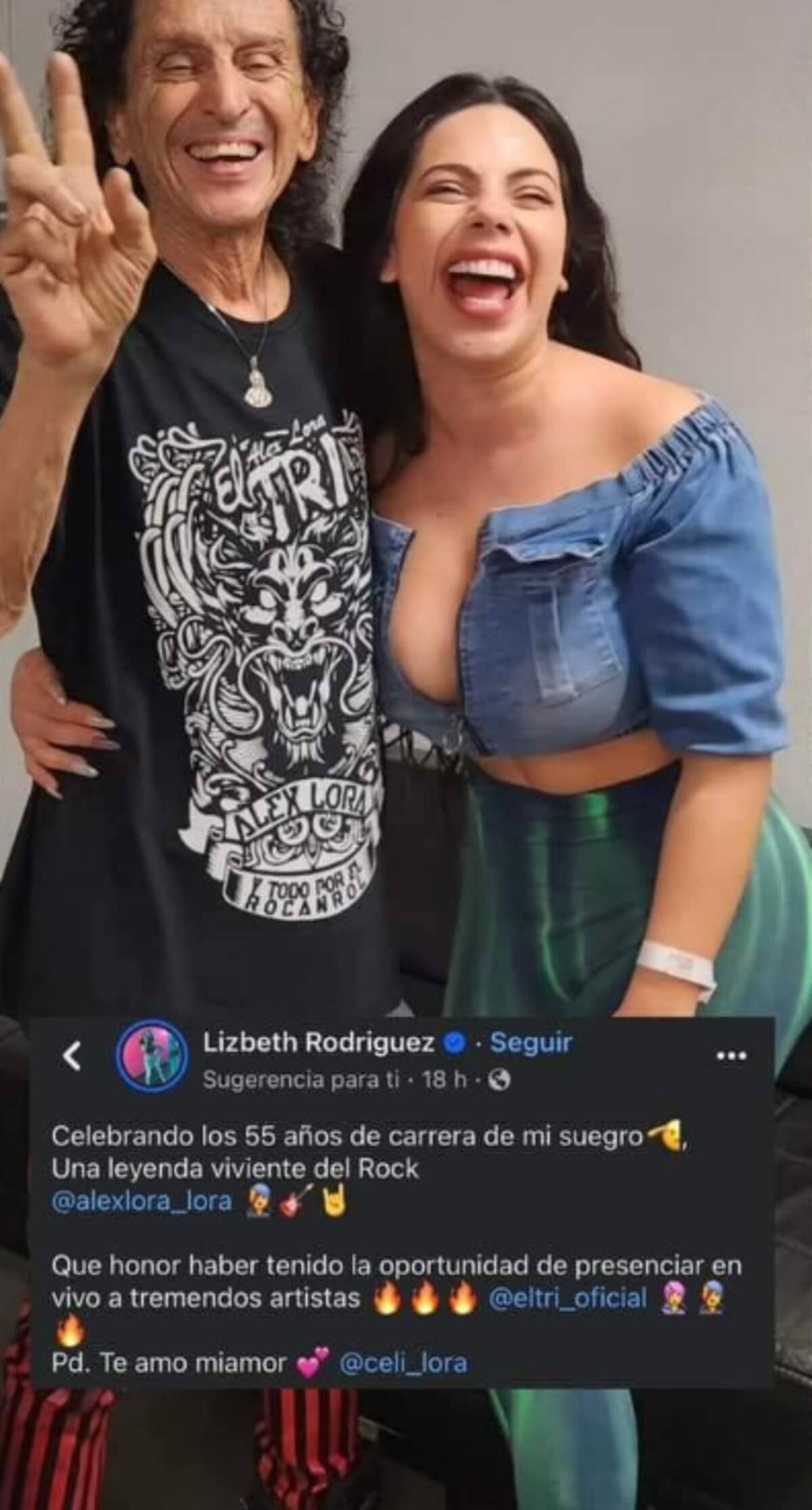 Esta fue la foto que subió Lizbeth Rodríguez con el papá de Celia, Alex Lora.