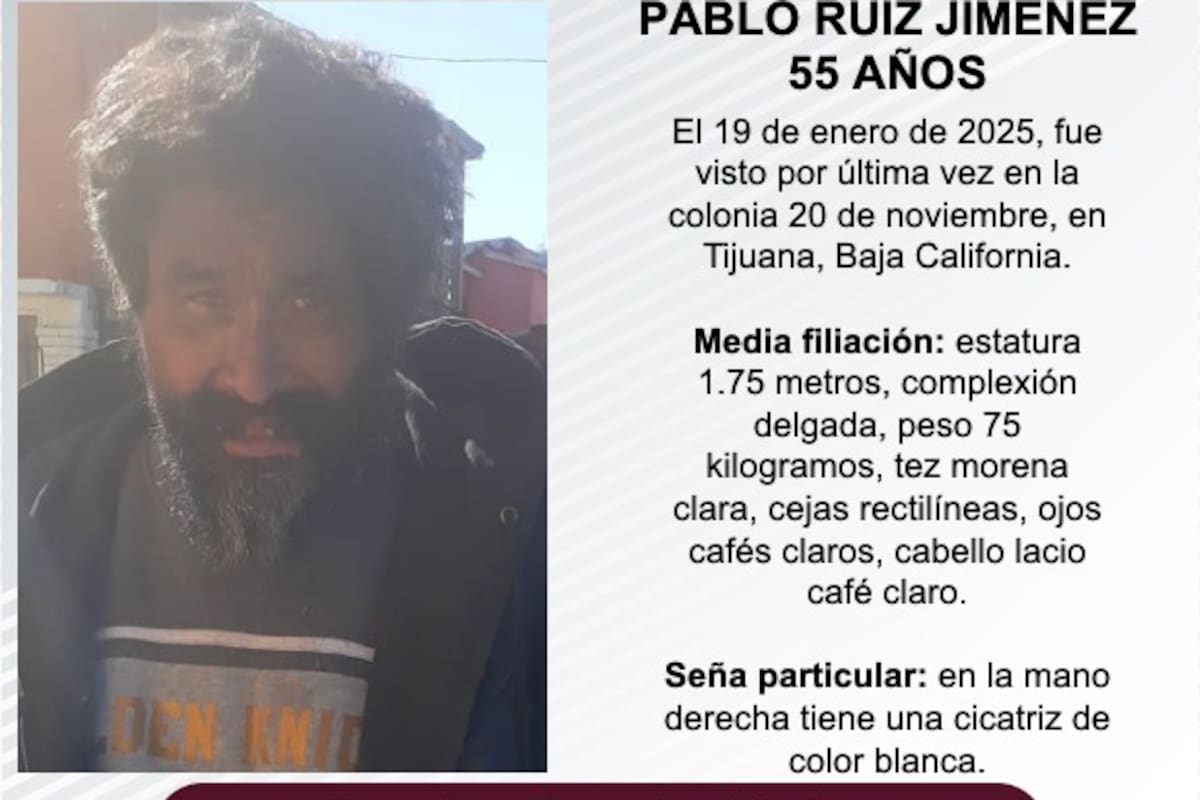 Se busca a Pablo Ruiz Jiménez de 55 años de edad
