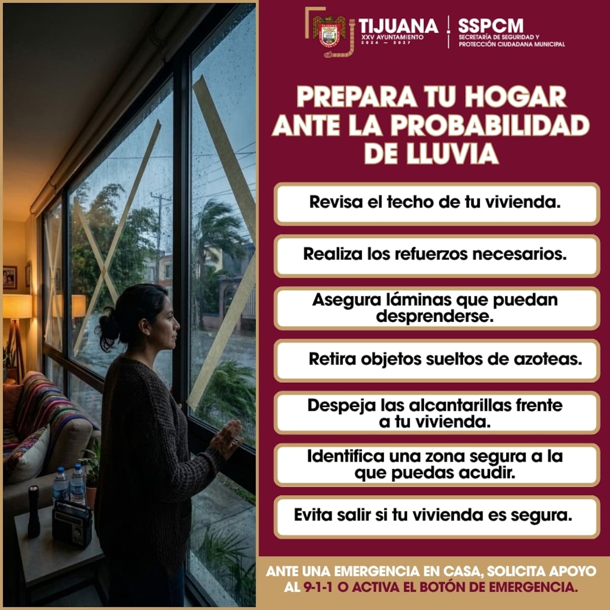 La SSPCM emitió recomendaciones ante la probabilidad de lluvia en Tijuana Foto: Cortesía