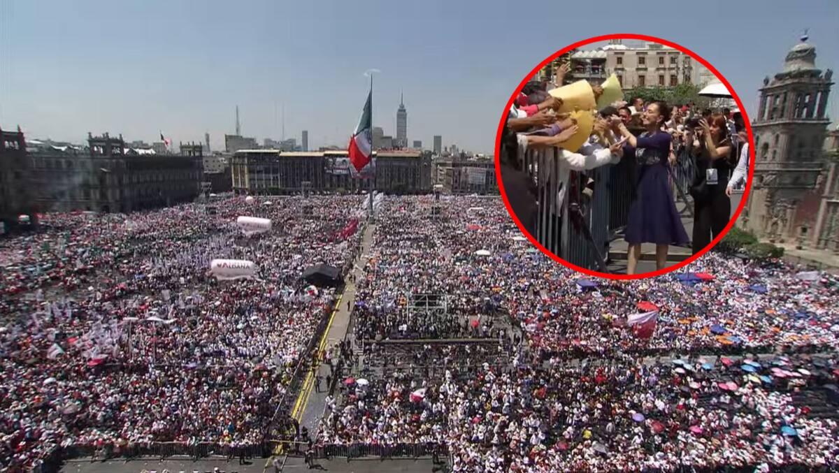 Claudia Sheinbaum, presidenta de México, lideró una asamblea en el Zócalo el 9 de marzo de 2025, tras la amenaza de aranceles del 25% por parte de Donald Trump.