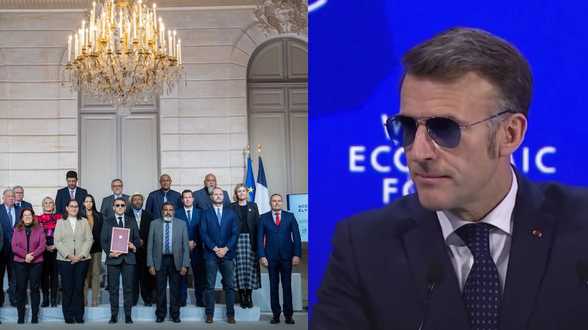 El presidente de Francia, Emmanuel Macron, lanzó este martes una advertencia directa desde Davos, Suiza, durante su discurso en el Foro Económico Mundial, al señalar que el mundo atraviesa un momento de ruptura del orden internacional y un avance de políticas de fuerza. Foto: Especial.