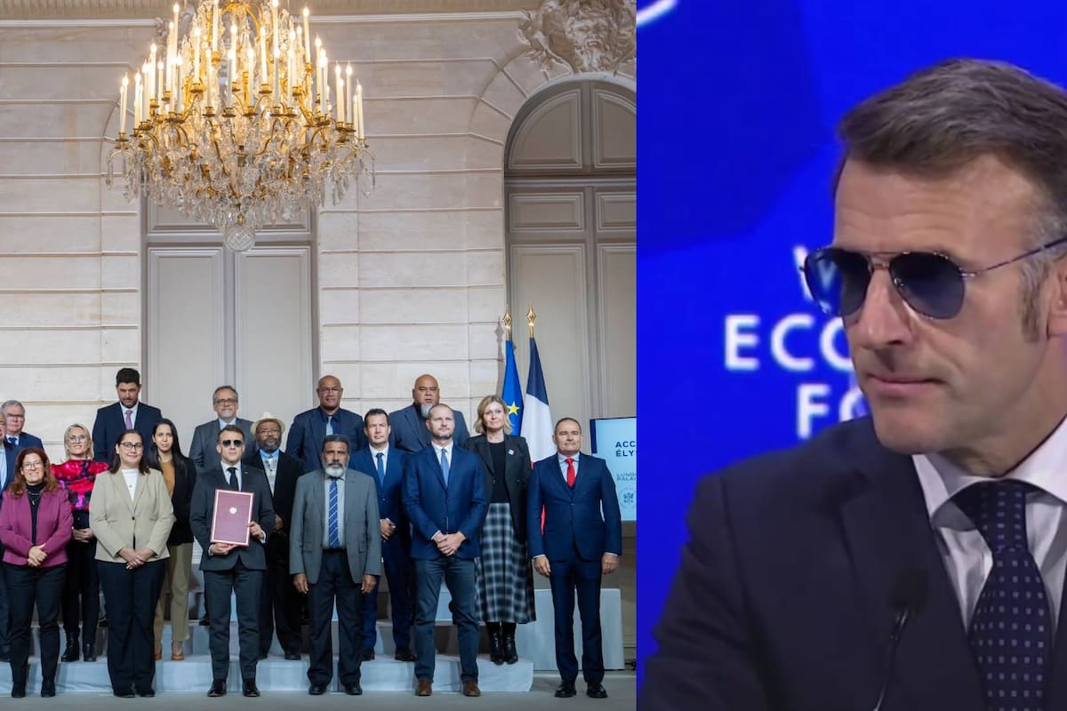 Macron aparece en reunión anual en Davos con gafas de sol, desatando rumores en redes sociales: ¿Qué le ocurrió?