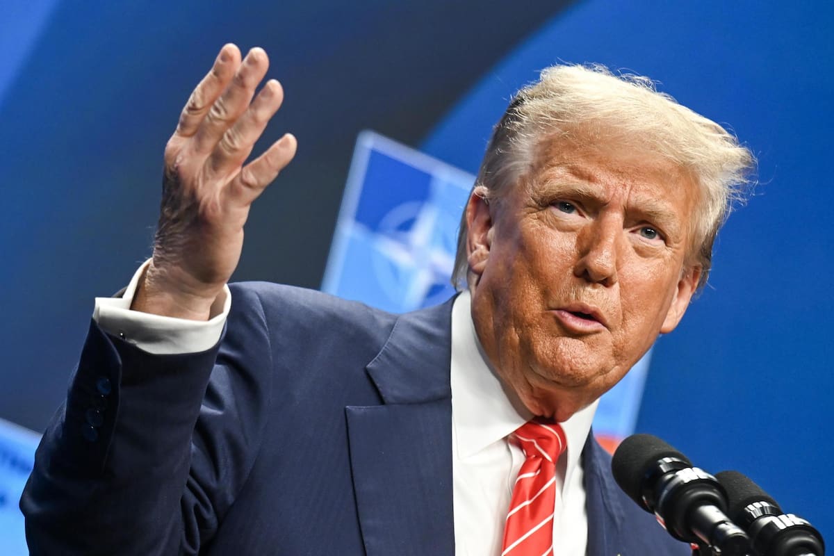 El presidente de Estados Unidos, Donald Trump, en la cumbre de la OTAN celebrada en La Haya, Países Bajos, el 25 de junio del 2025. | Crédito: EFE/EPA/JONAS ROOSENS
