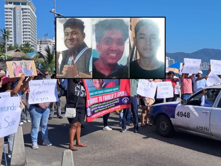 En plena Navidad, padres se manifestaron para exigir la localización de sus hijos: Raymundo Ramos Soto, Irving Antonio Cabrero y Víctor Mendoza García, estudiantes del TecNM Acapulco, desaparecidos el pasado 20 de diciembre