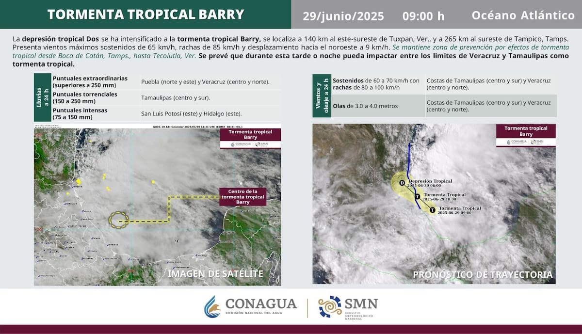 Se formaron las Tormentas Tropicales Flossie en el océano Pacífico y Barry en el Atlántico.