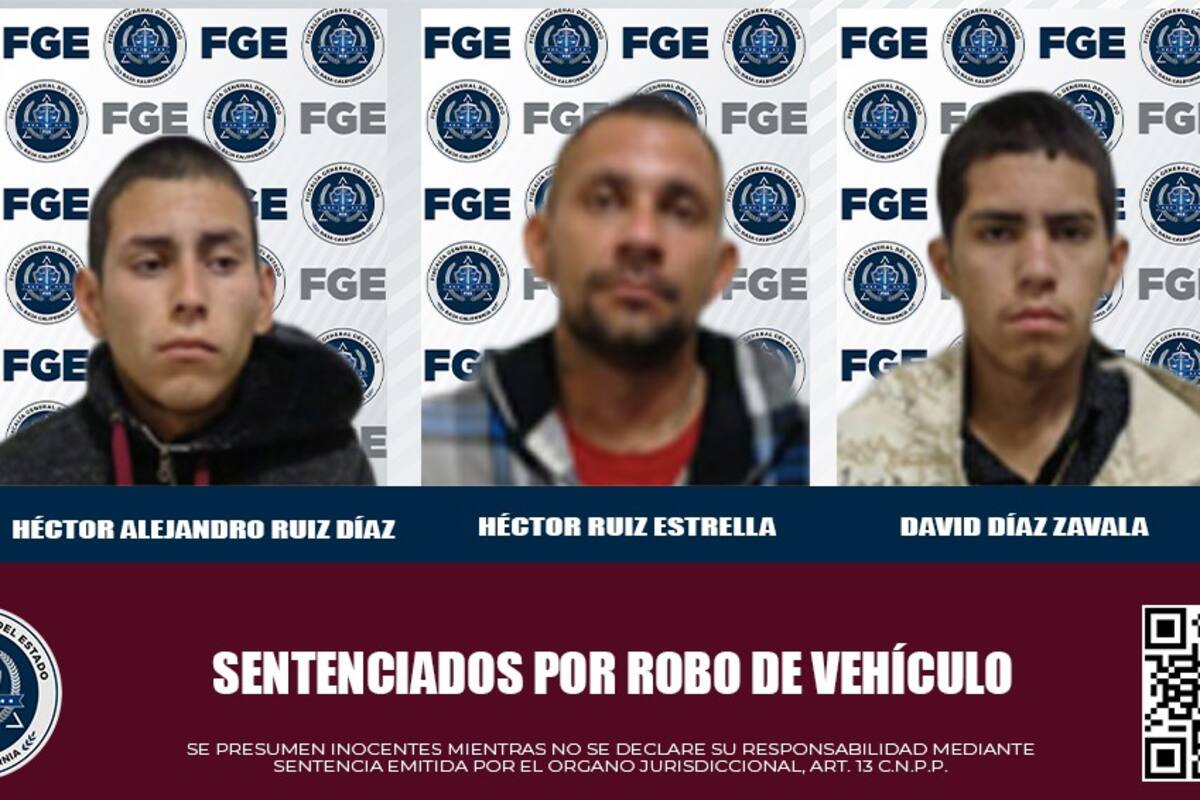 Tres hombres reciben sentencia de prisión por robo de vehículo