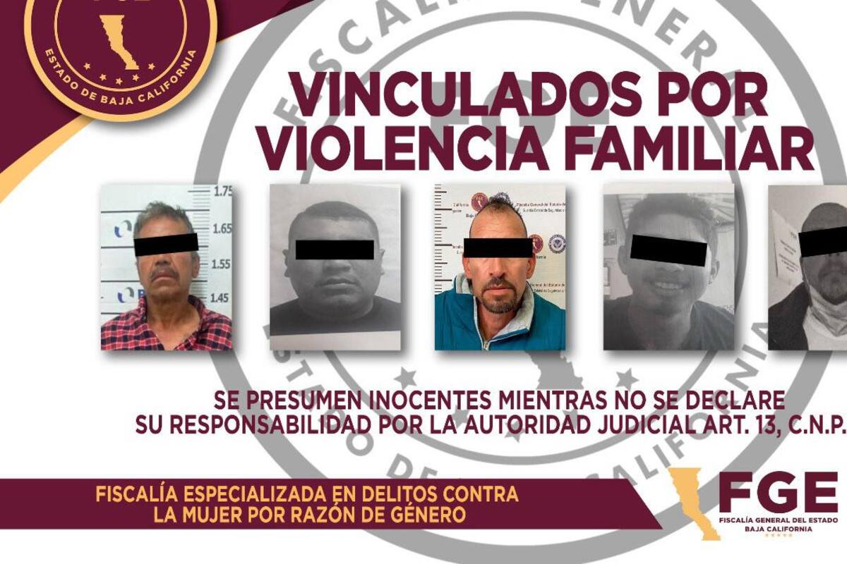 Procesa FGE en Rosarito a cinco imputados por violencia familiar