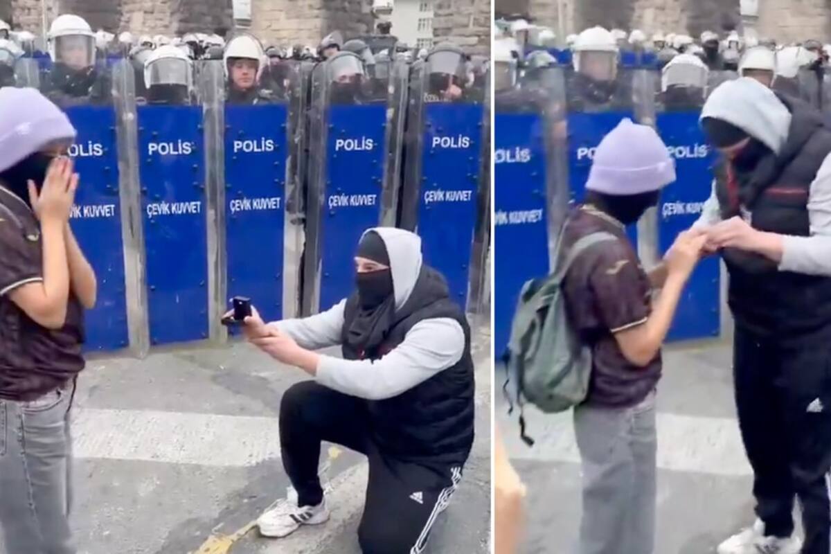 VIDEO: Un joven propone matrimonio a su novia en plena protesta en Turquía