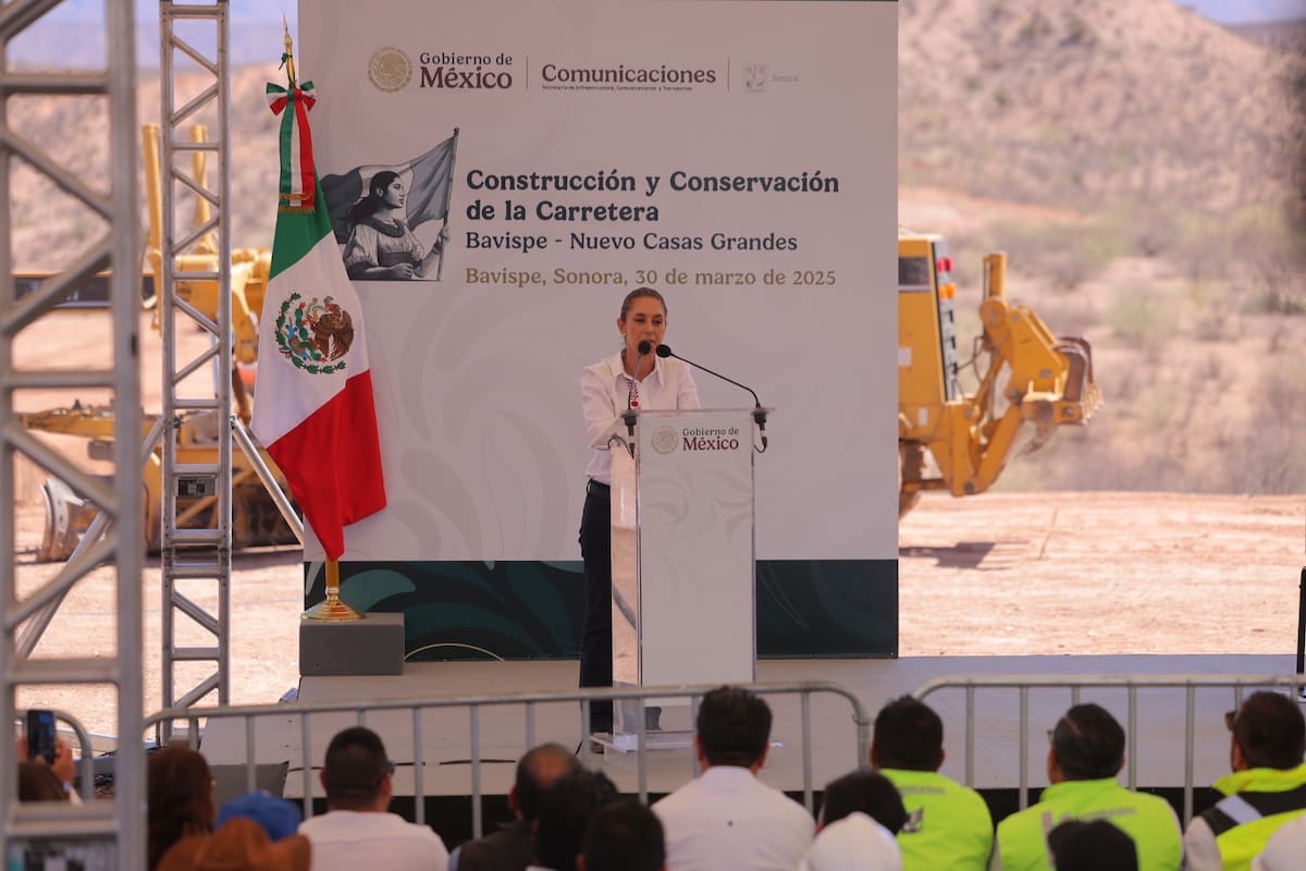 Claudia Sheinbaum en evento de ampliación de la carretera Bavispe-Nuevo Casas Grandes, Sonora. Foto: Julio A. Clark