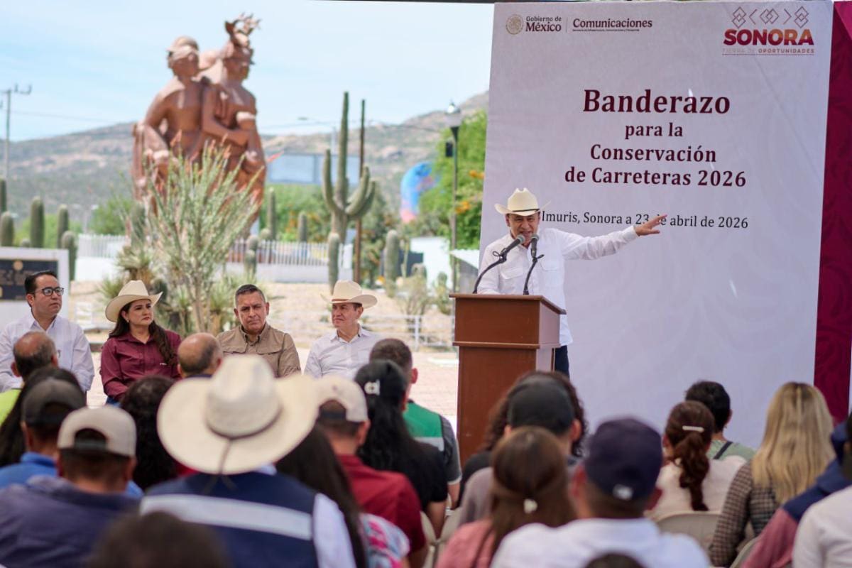 El gobernador Alfonso Durazo destaca inversión en carreteras. FOTO: ESPECIAL