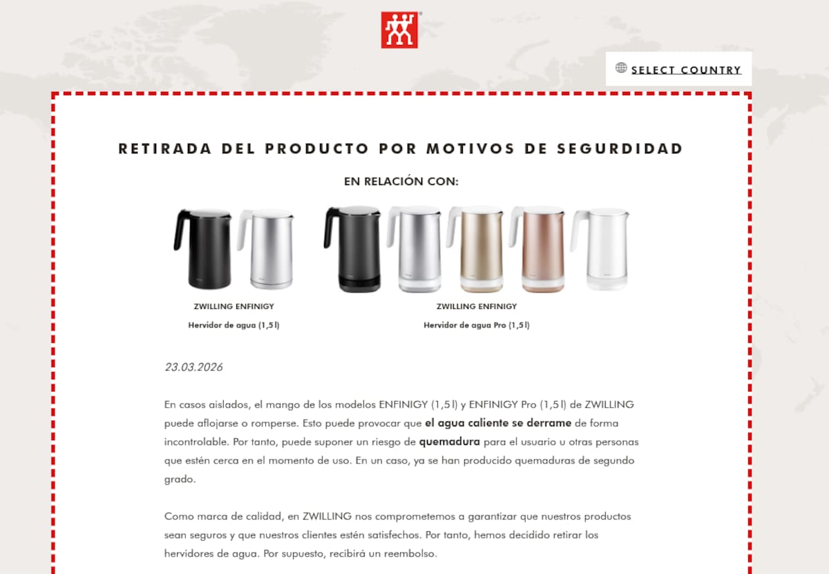 Profeco alerta por hervidores Zwilling de 1.5 litros: el mango puede desprenderse y provocar quemaduras, por lo que deberán dejar de usarse y pueden solicitar reembolso