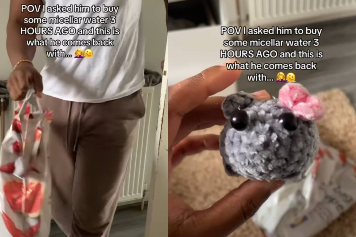 Mujer le pide a su esposo que le compre agua micelar, pero él no entiende y le lleva un ratón tejido de crochet