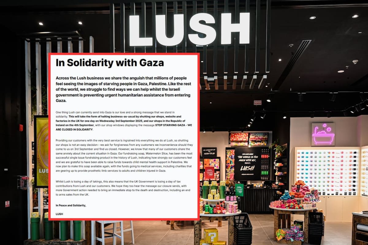 Lush cierra sus tiendas en el Reino Unido en solidaridad con Gaza y exige un alto al fuego