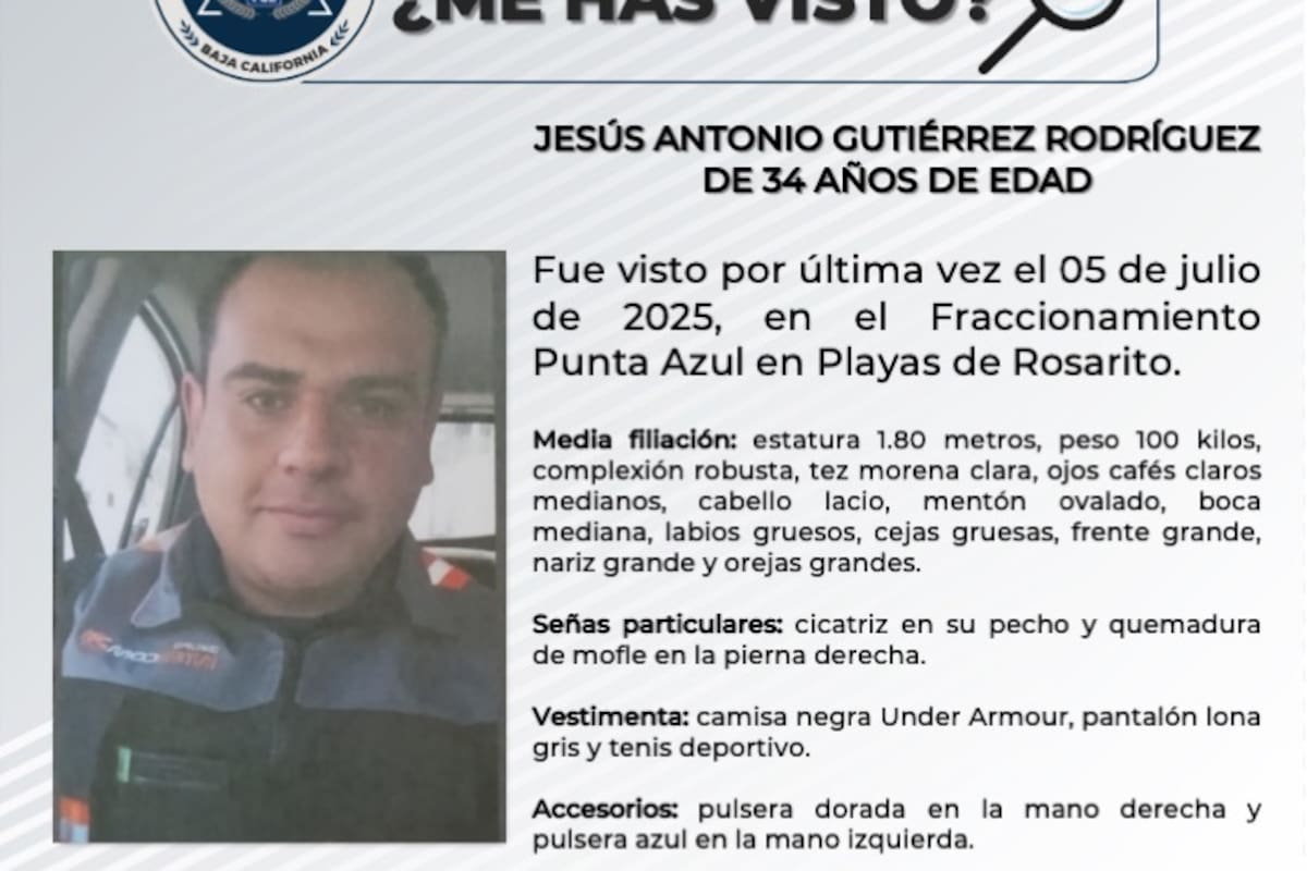 Se busca a Jesús Antonio Gutiérrez Rodríguez de 34 años de edad