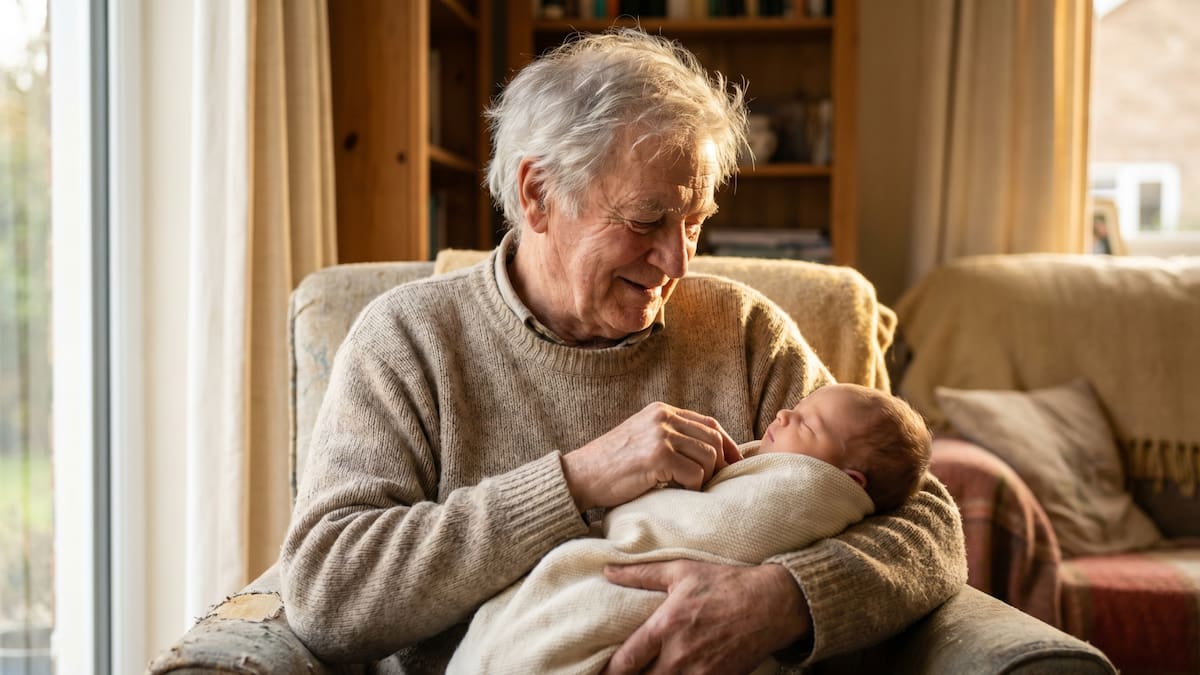 Un australiano de 91 años se convirtió en el abuelo primerizo más longevo de la historia sin saberlo: su hijo tramitó el récord Guinness en secreto y se lo entregó como sorpresa cuando ya cargaba a su nieta en brazos sin querer soltarla