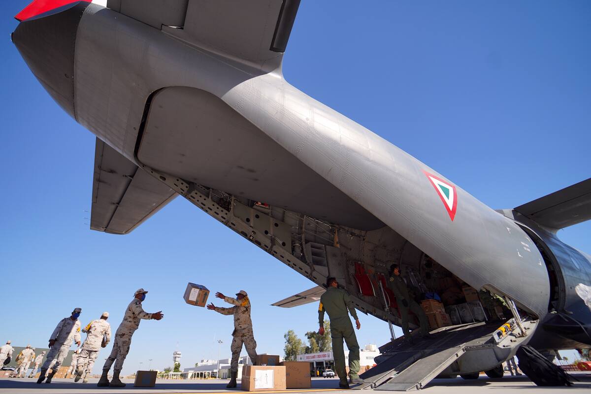 Llega Fuerza Aérea Mexicana con insumos médicos a Mexicali