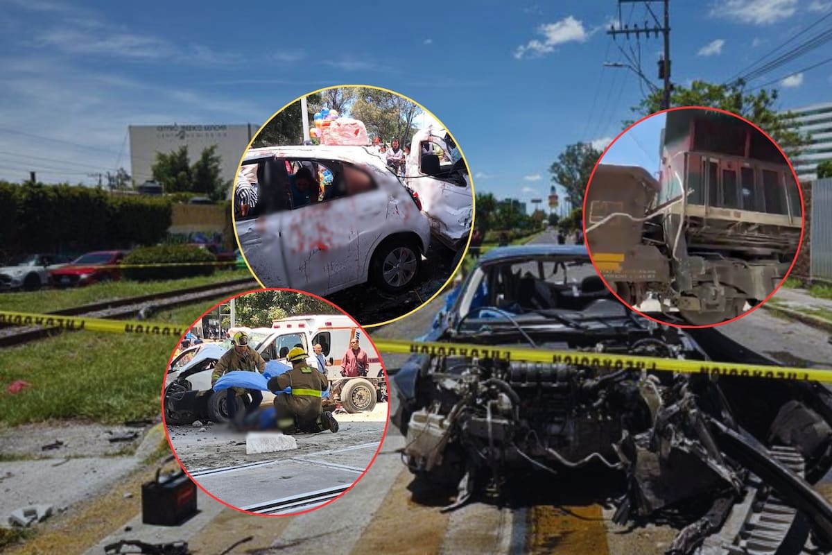 (IMÁGENES FUERTES) Tren mata a 6 personas en choque contra 3 vehículos y una moto en Irapuato; difunden imágenes y videos de los cuerpos tirados y los autos bañados en sangre
